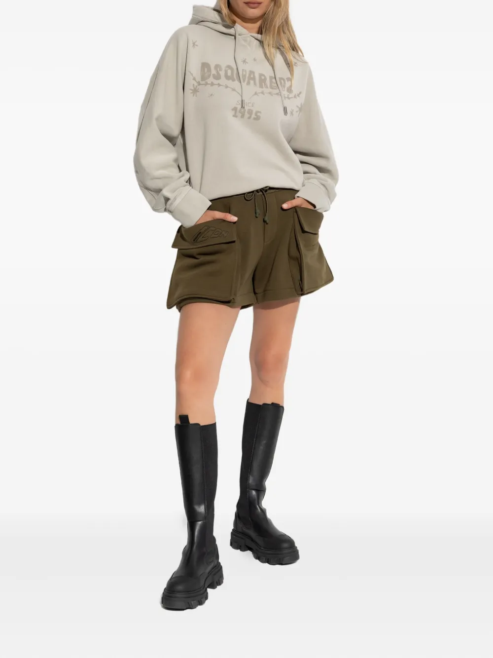 DSQUARED2 drawstring graphic hoodie - Grijs