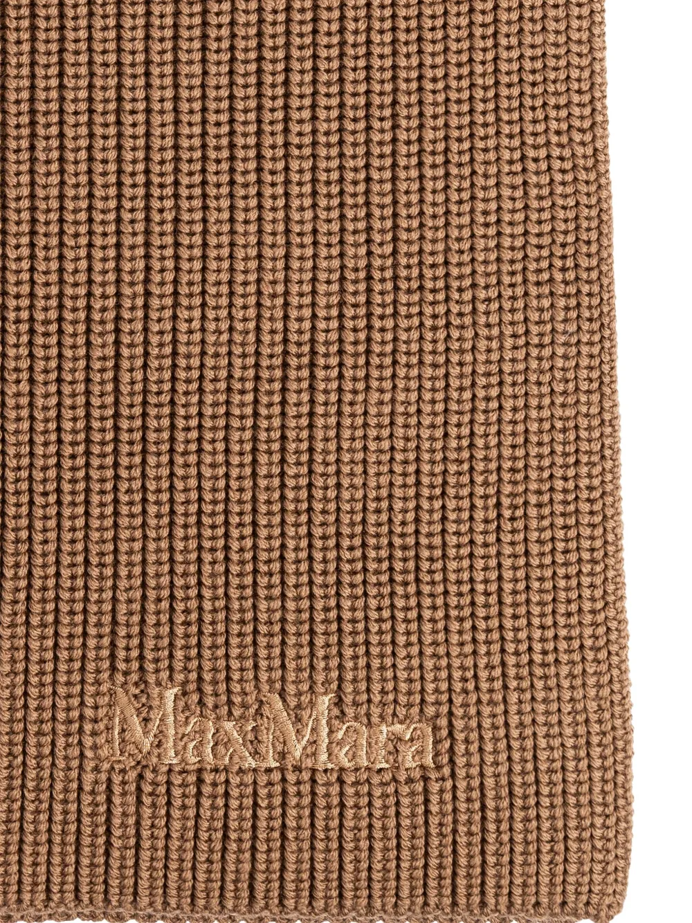 Max Mara Geribbelde sjaal van scheerwol met hoge hals Bruin