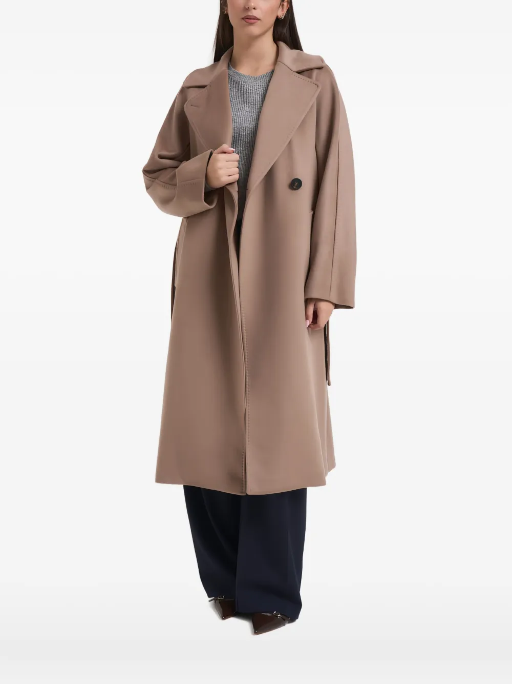 Weekend Max Mara RESINA belted double-breasted coat | Brown | Image 1