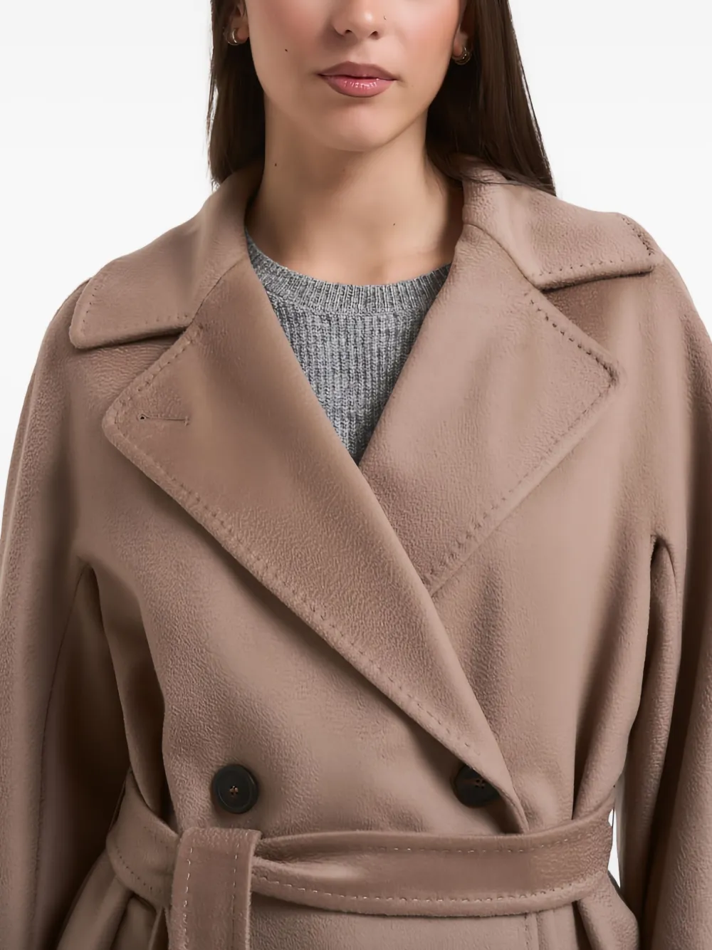 Weekend Max Mara Resina Double-breasted Virgin Wool Coat In Brown