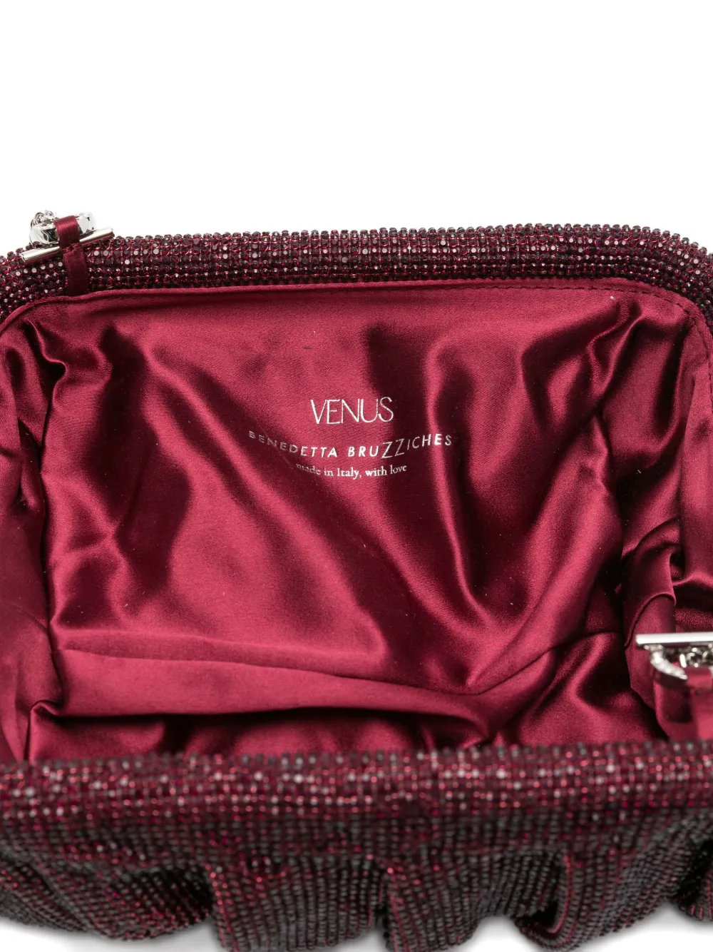 Benedetta Bruzziches La Grande Venus geplooide clutch verfraaid met kristallen Rood