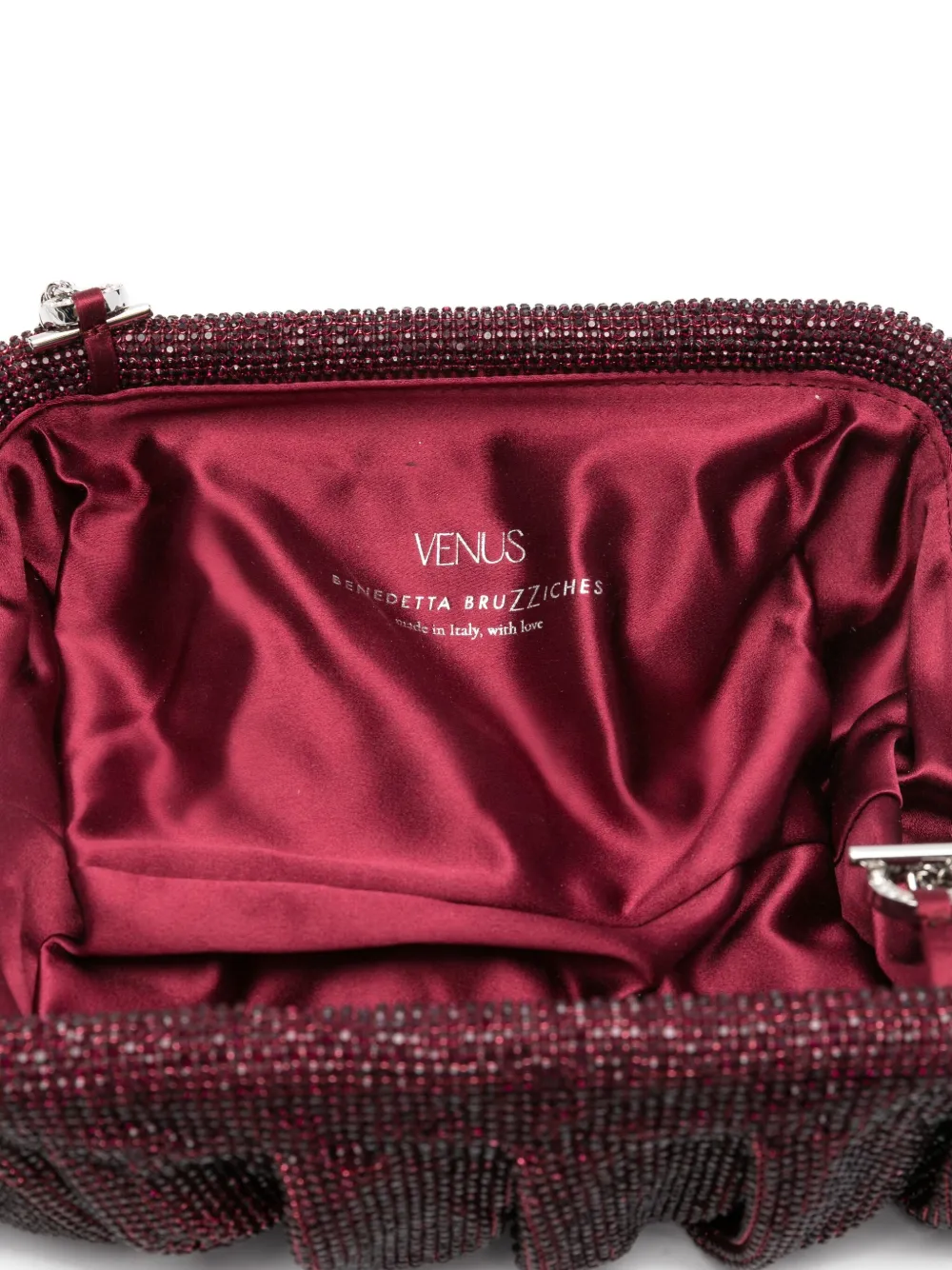 Benedetta Bruzziches La Grande Venus geplooide clutch verfraaid met kristallen Rood