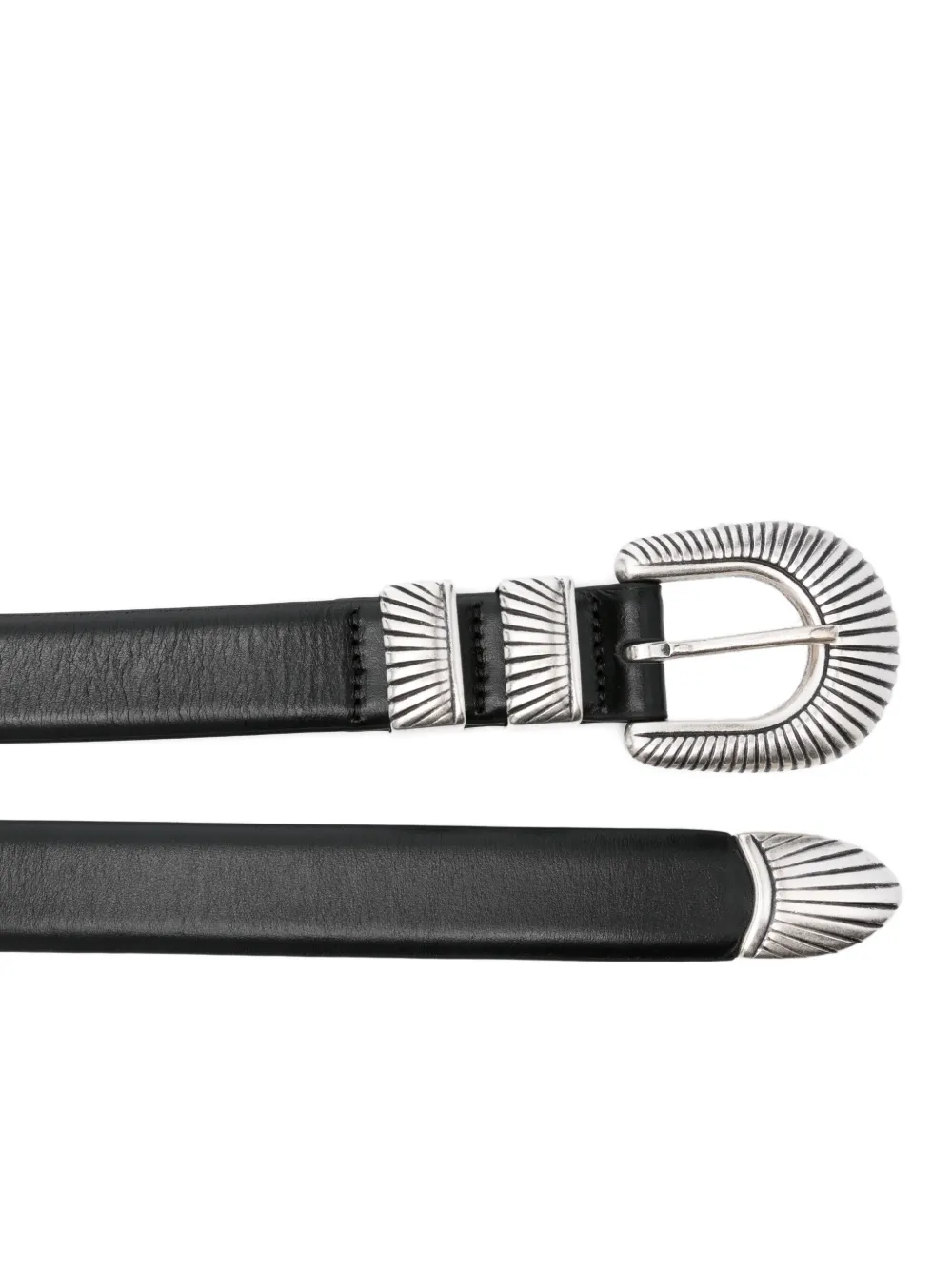 Barena Leren riem met schelp-gesp - Zwart