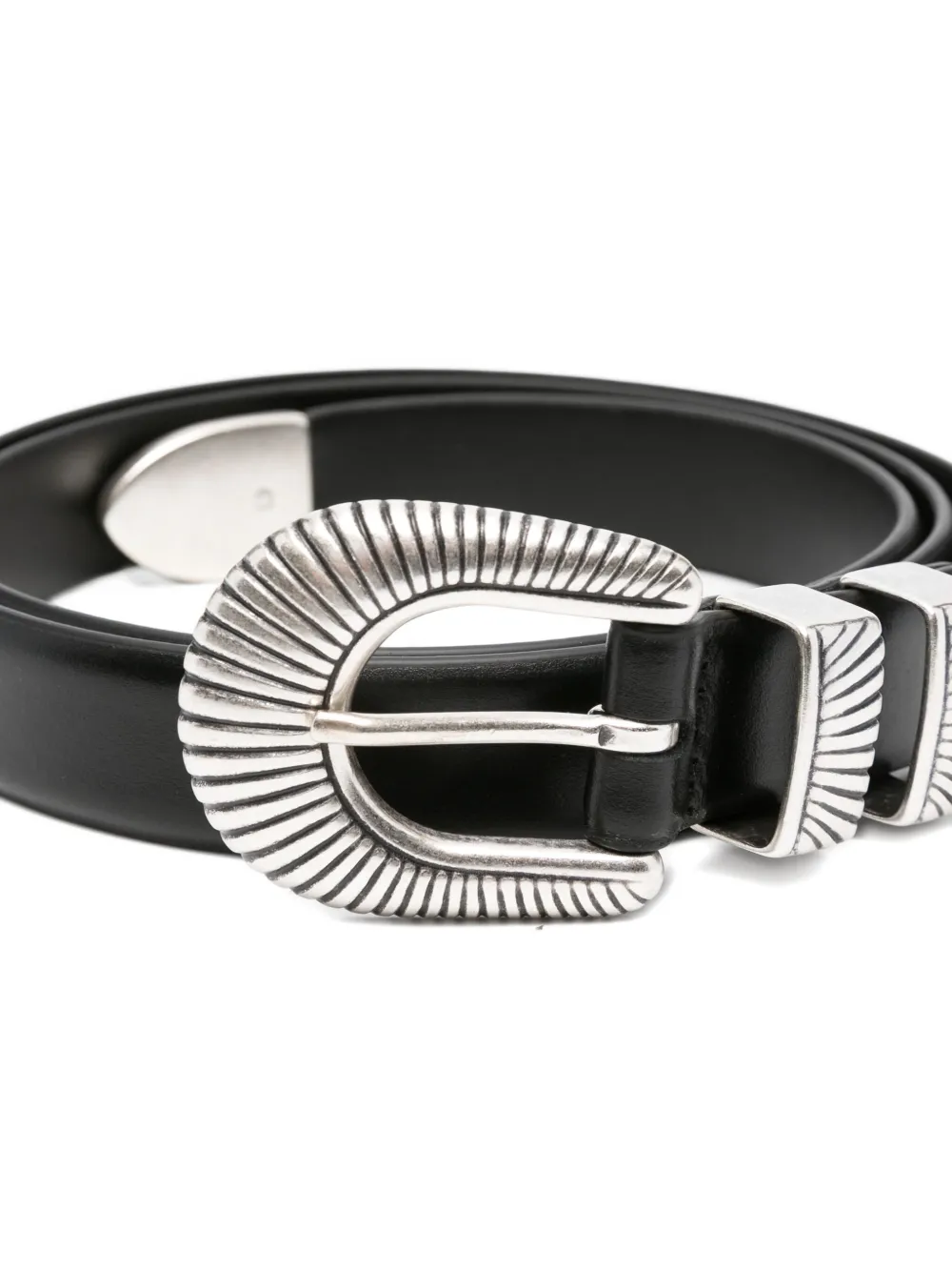 Barena Leren riem met schelp-gesp Zwart