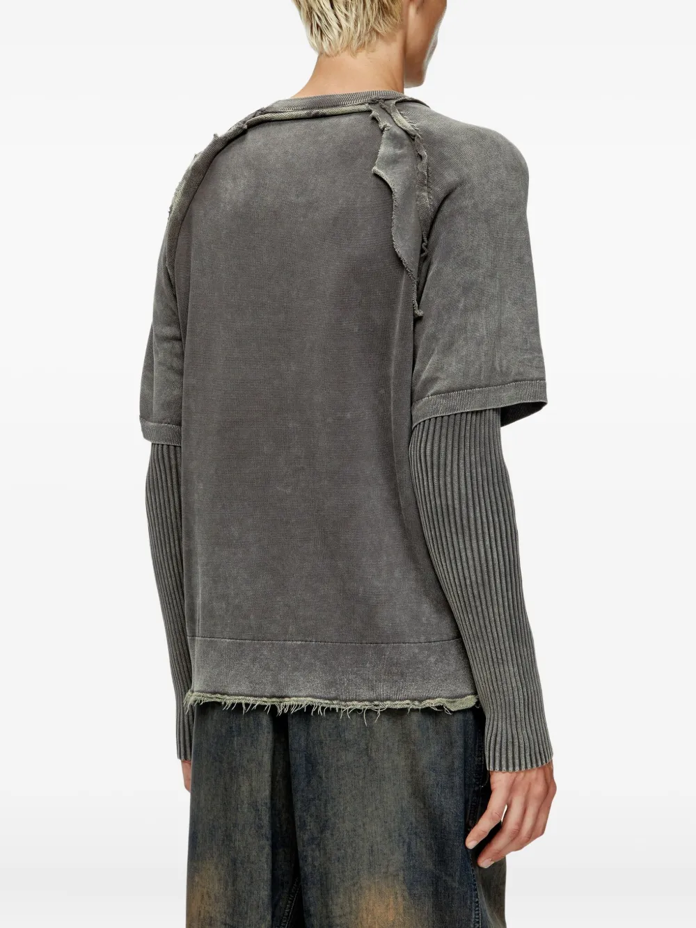 Diesel K-Petro frayed ribbed-cuff sweatershirt Grijs