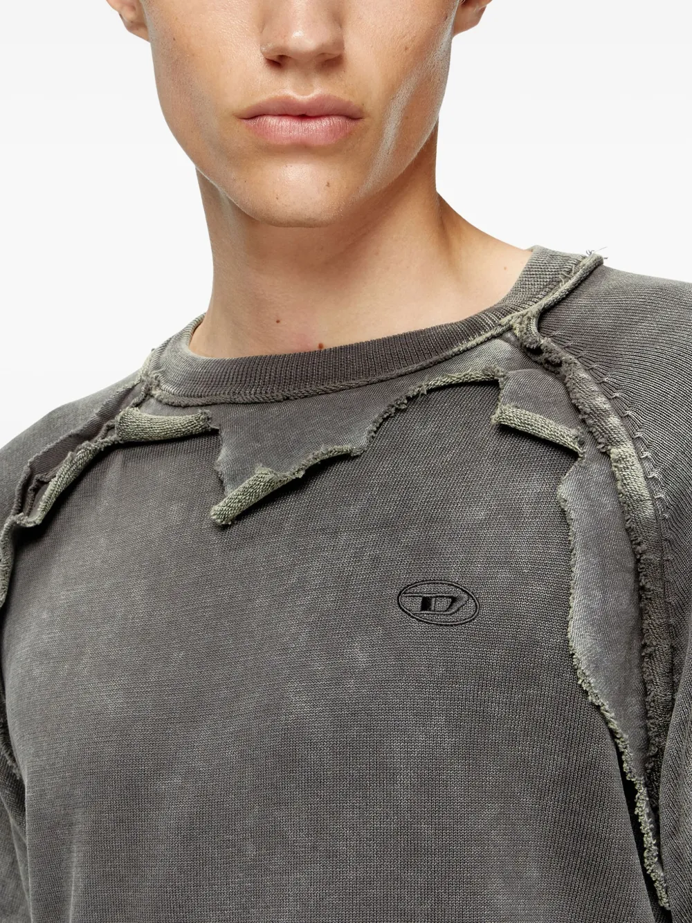 Diesel K-Petro frayed ribbed-cuff sweatershirt Grijs