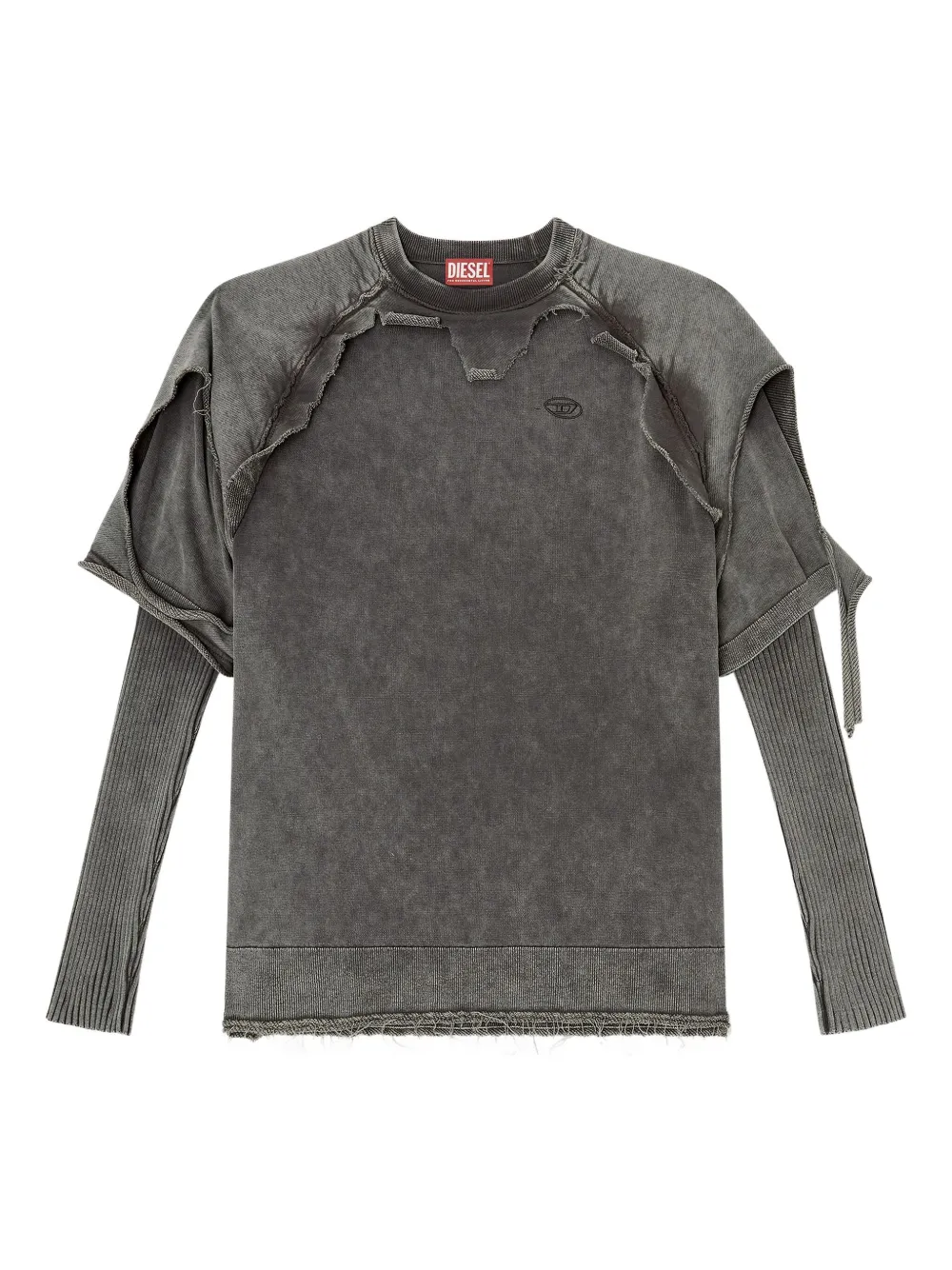 Diesel K-Petro frayed ribbed-cuff sweatershirt Grijs