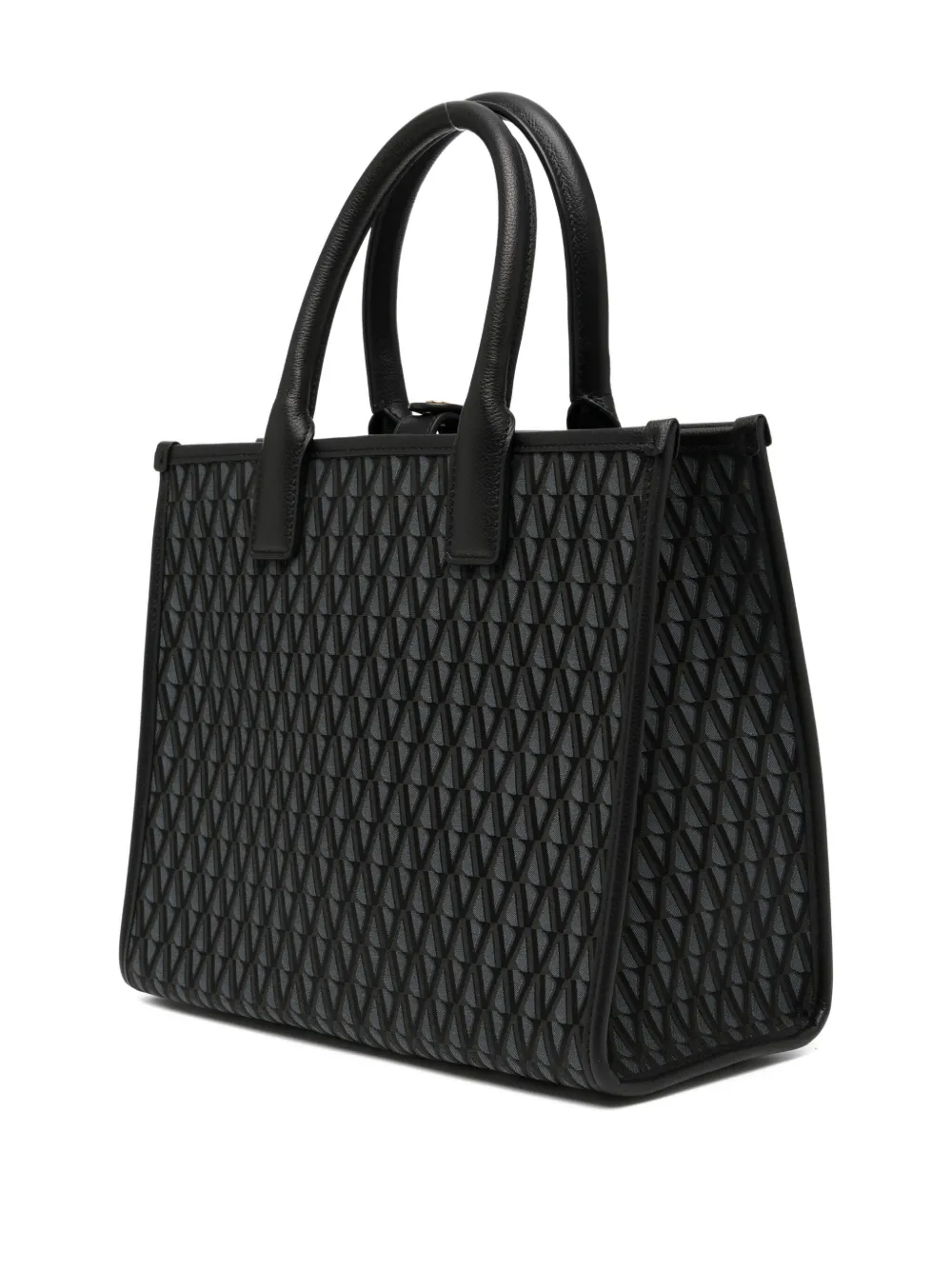 Versace Small V Allover La Medusa Tote Bag In Gray