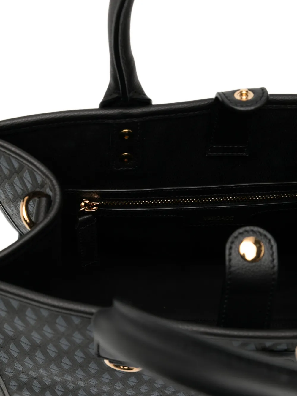 Versace Small V Allover La Medusa Tote Bag In Gray