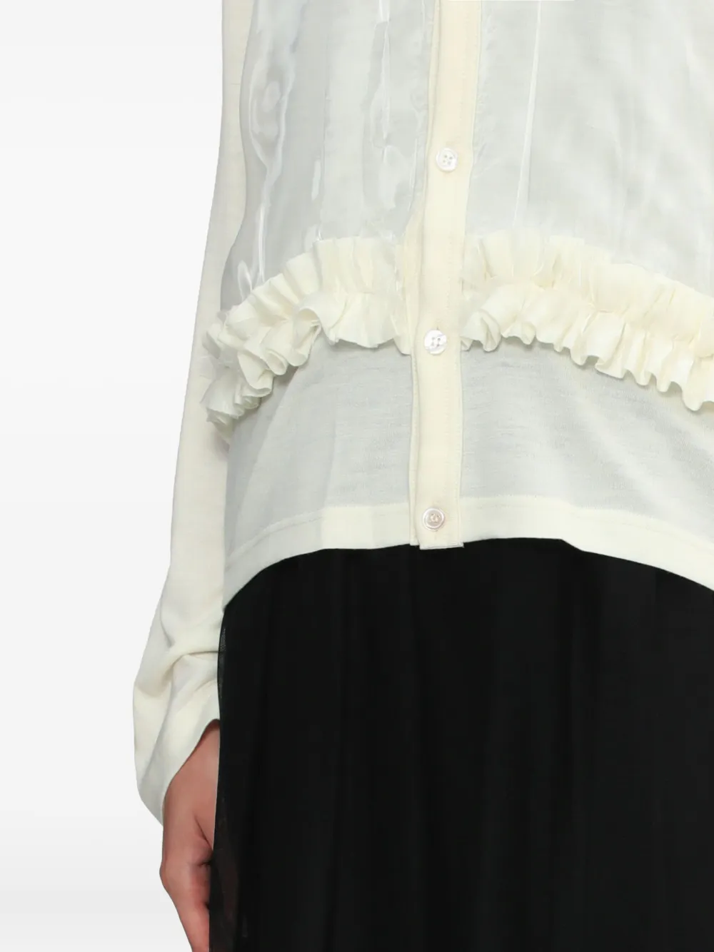 Noir Kei Ninomiya Ruffled Buttoned Cardigan In White