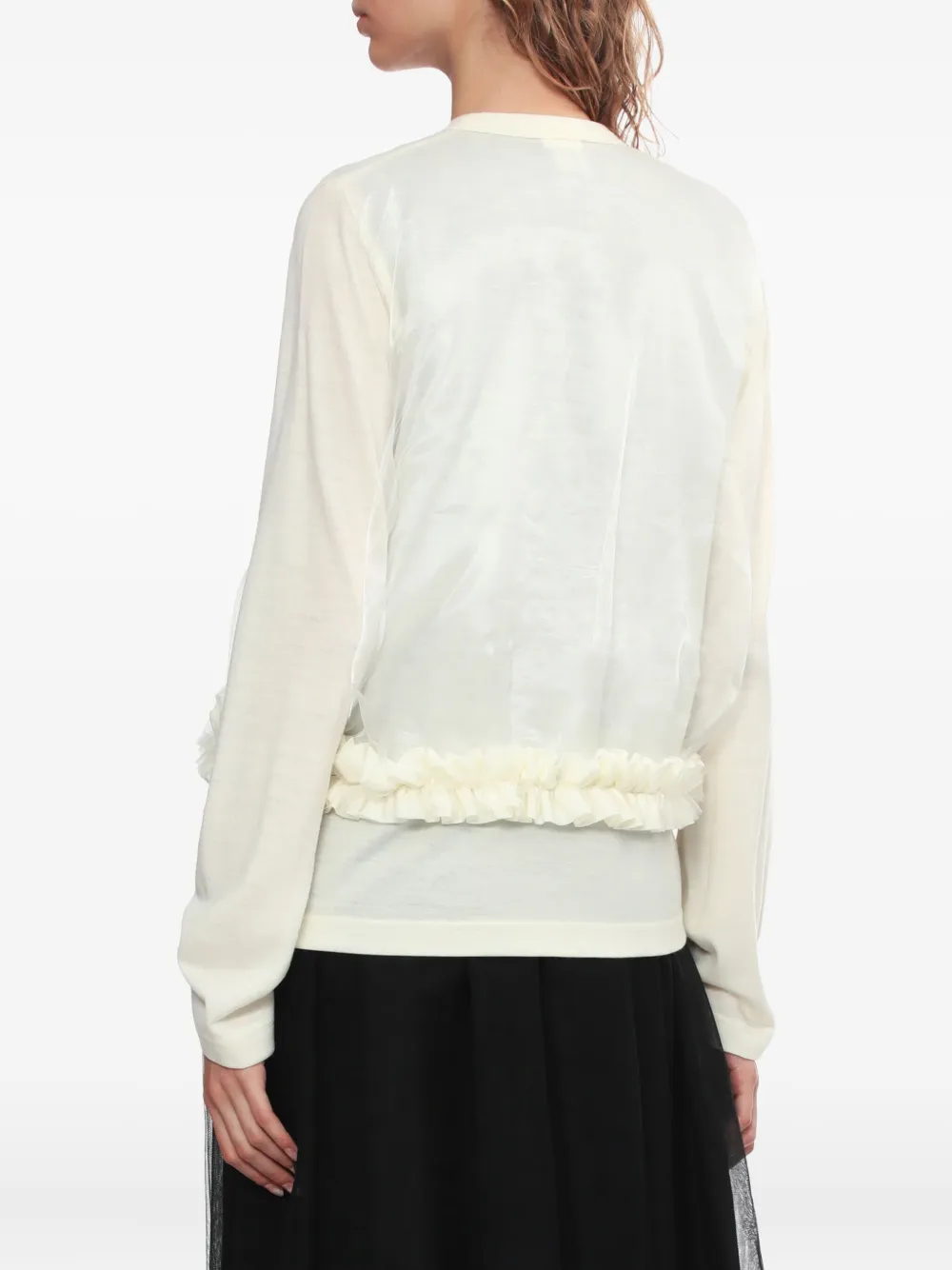 Noir Kei Ninomiya Ruffled Buttoned Cardigan In White