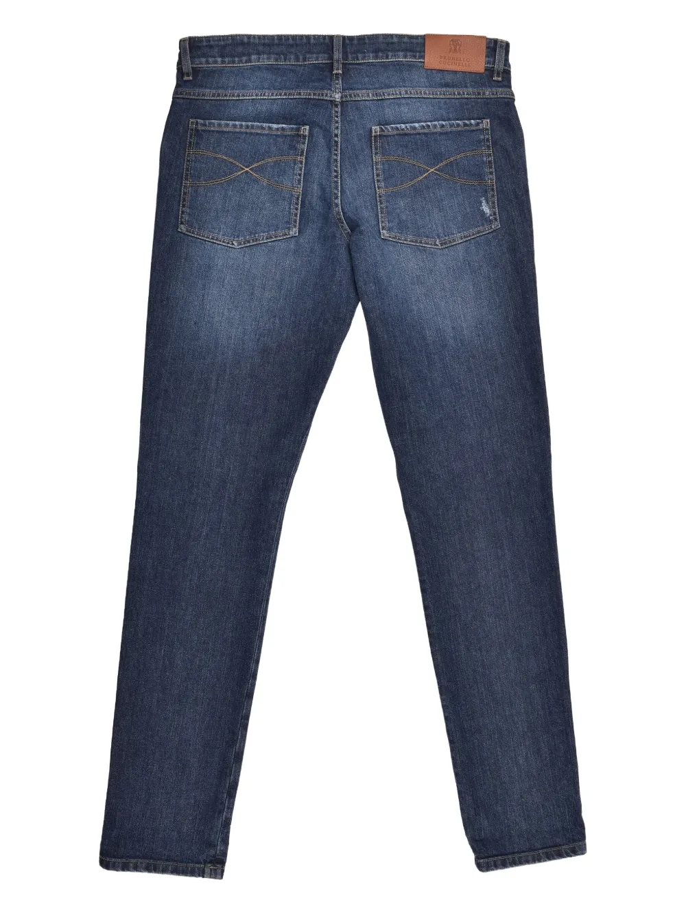 Brunello Cucinelli distressed logo-patch jeans | Regular-Fit & Straight Leg Pants | Image 2