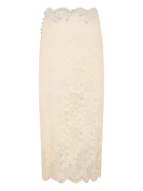 Rabanne falda midi con dobladillo festoneado