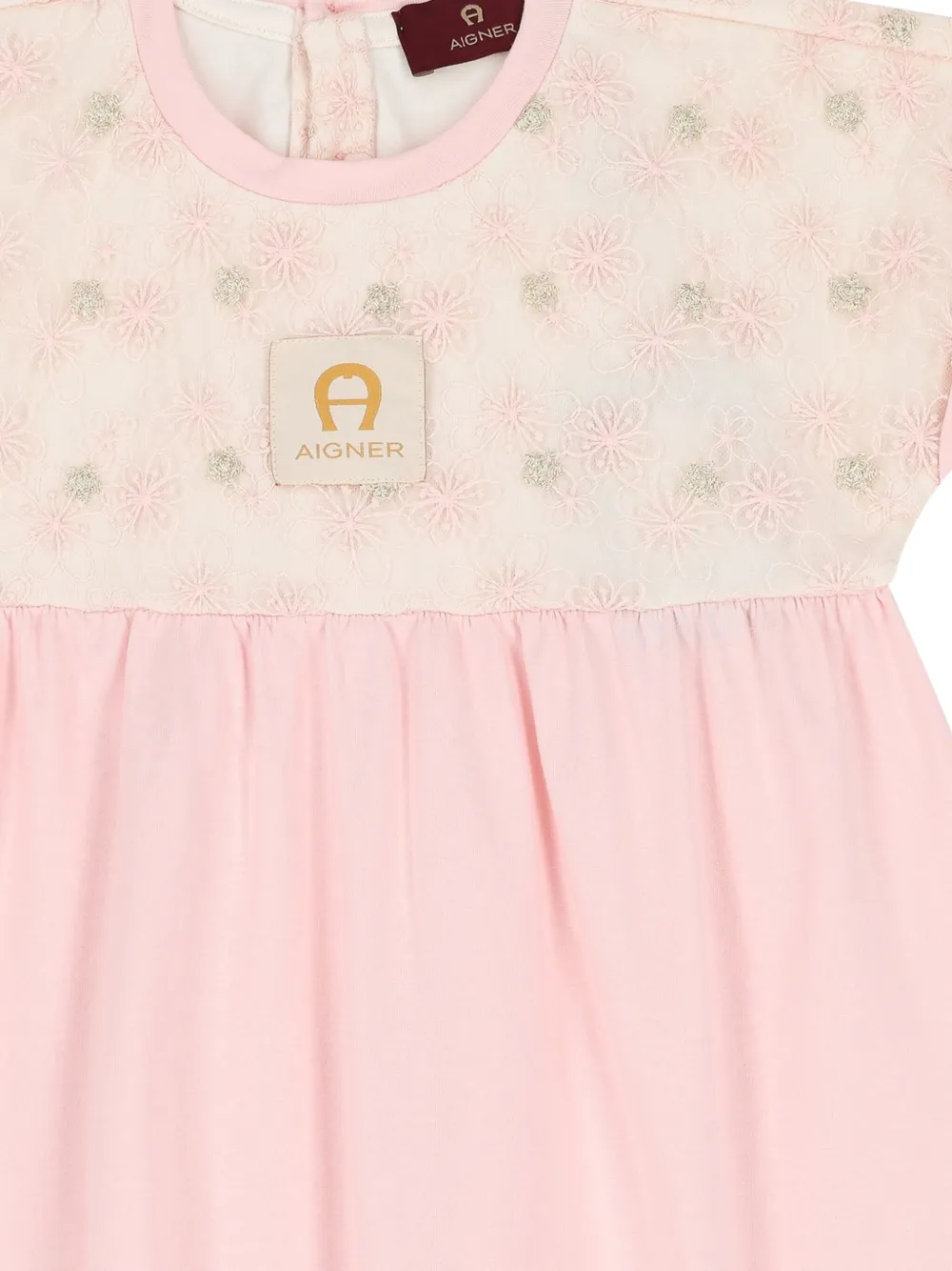 Aigner Kids embroidered floral-print dress Roze