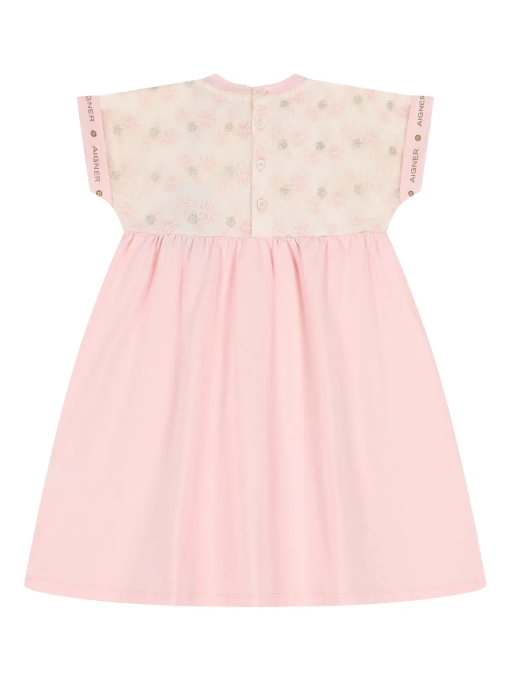 Aigner Kids embroidered floral-print dress Roze