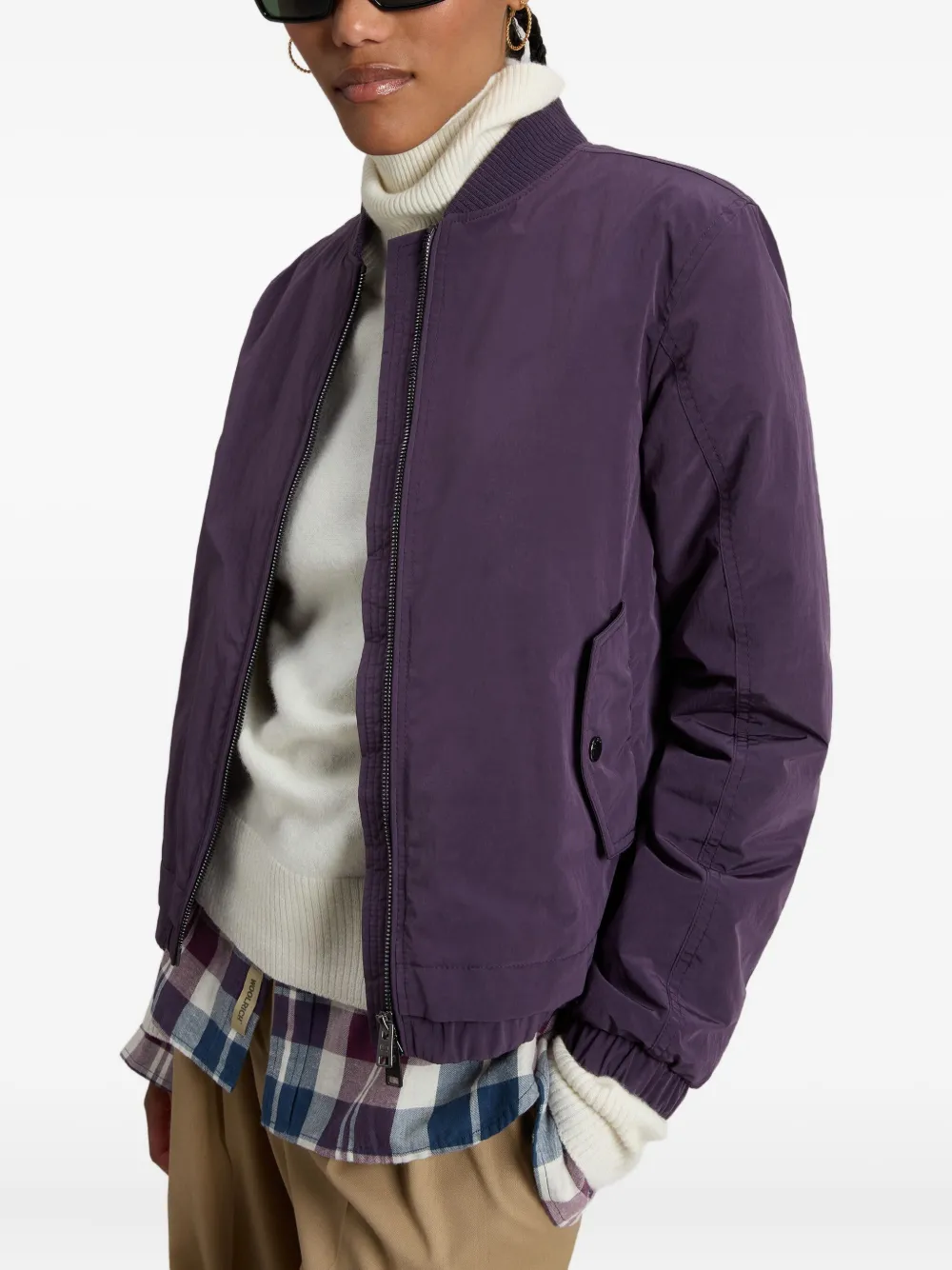 Woolrich Ribbed-cuff Bomber Jacket In Purple