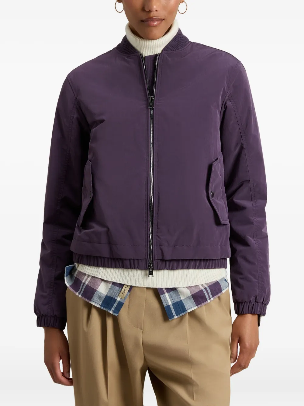 Woolrich Ribbed-cuff Bomber Jacket In Purple