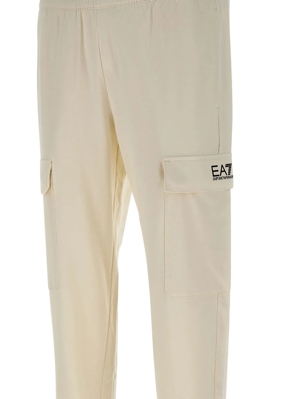 Ea7 Emporio Armani logo-embroidered track pants Beige