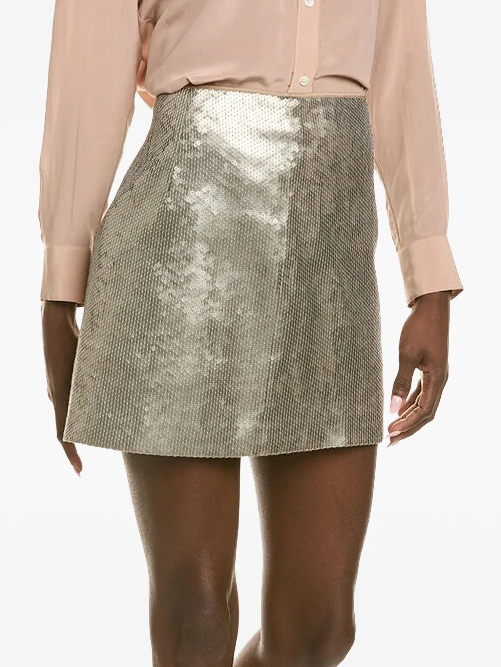 Brunello Cucinelli Sequin-embellished Mini Skirt In Gold