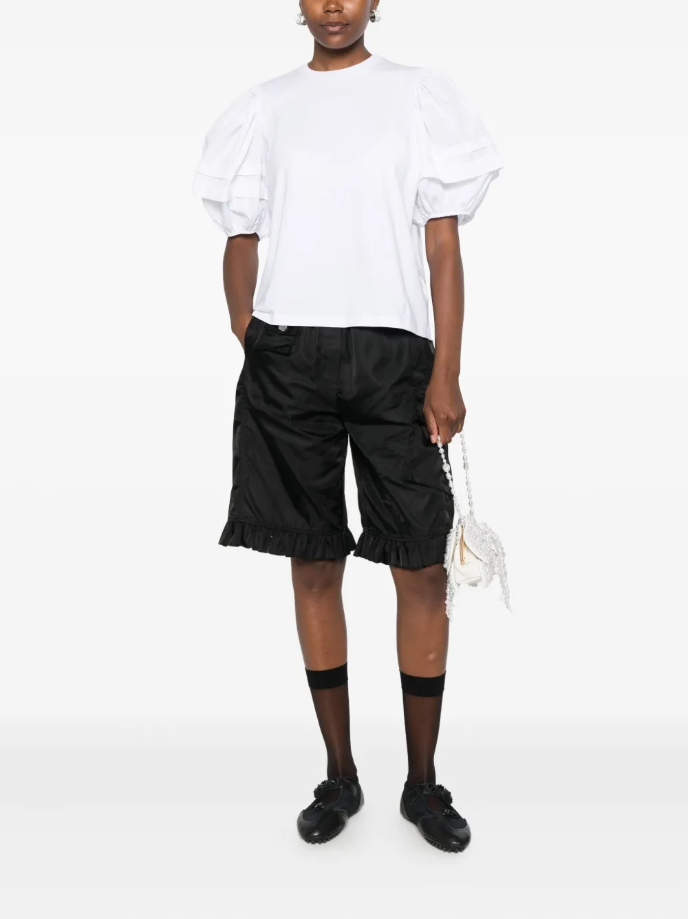 Cecilie Bahnsen Blouse van katoenblend met pofmouwen - Wit