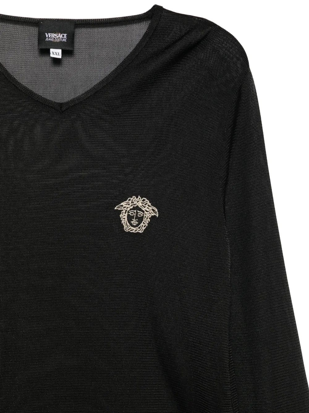 Pre-owned Versace 2000s Medusa-emblem V-neck Sweater In Black