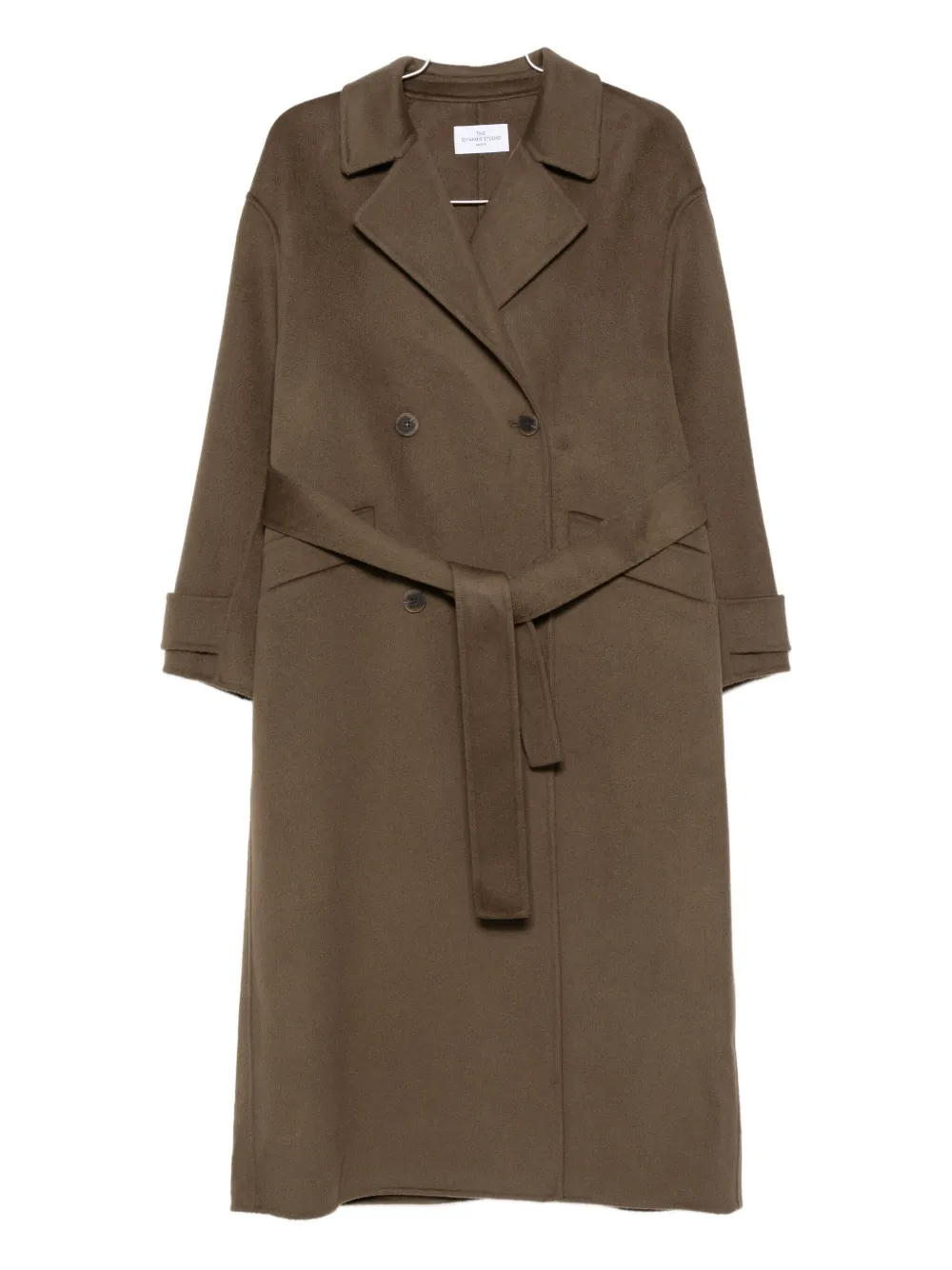 The Dynamis Studio Belted Double-breasted Coat In Brown