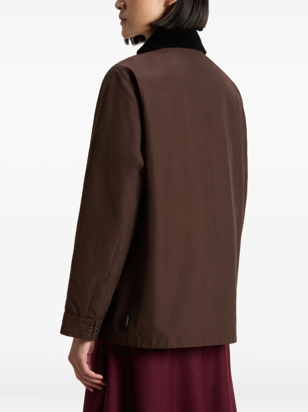 Woolrich Velvet-collar Cotton Jacket In Brown