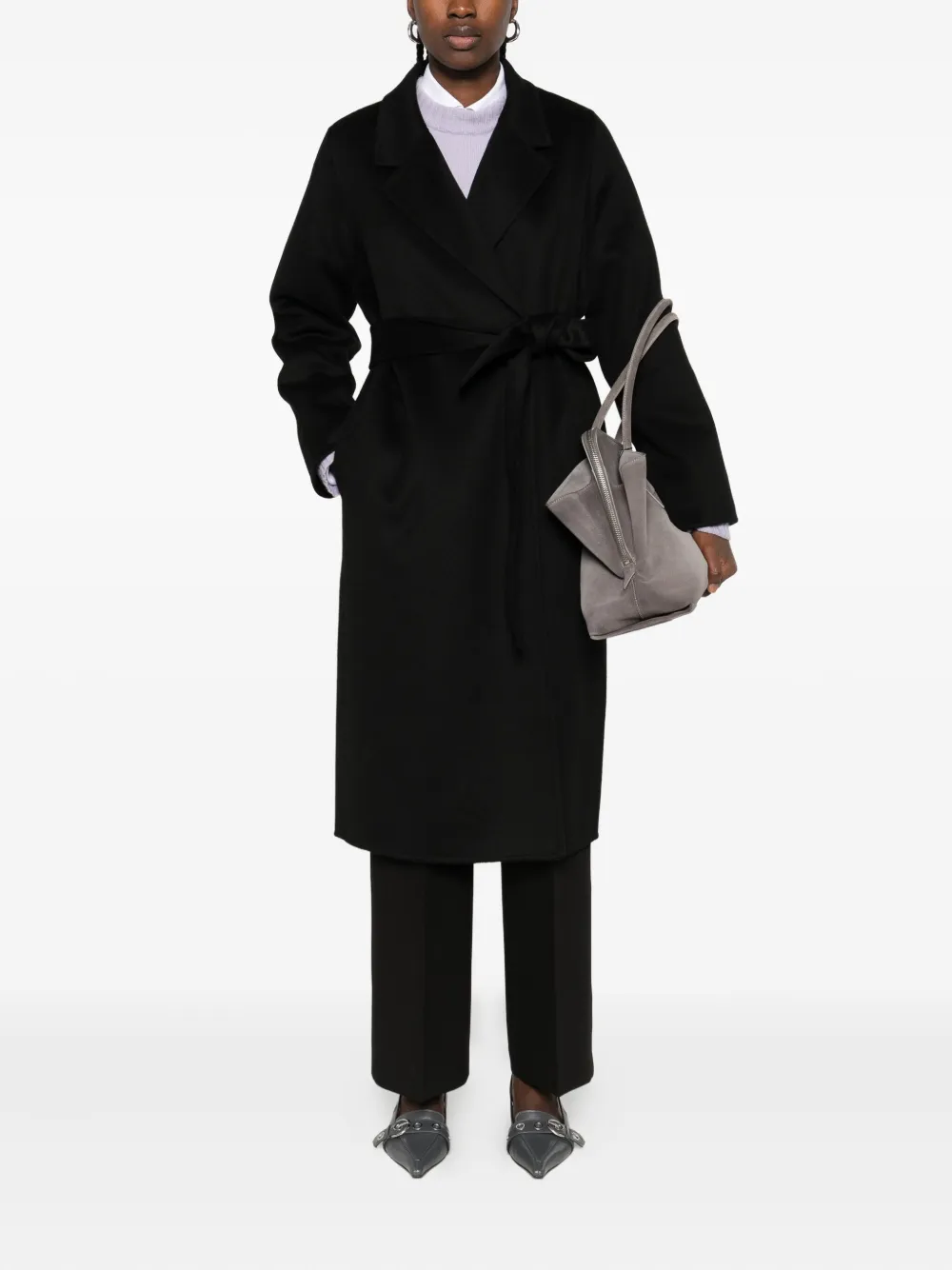 THE DYNAMIS STUDIO belted notched coat - Zwart
