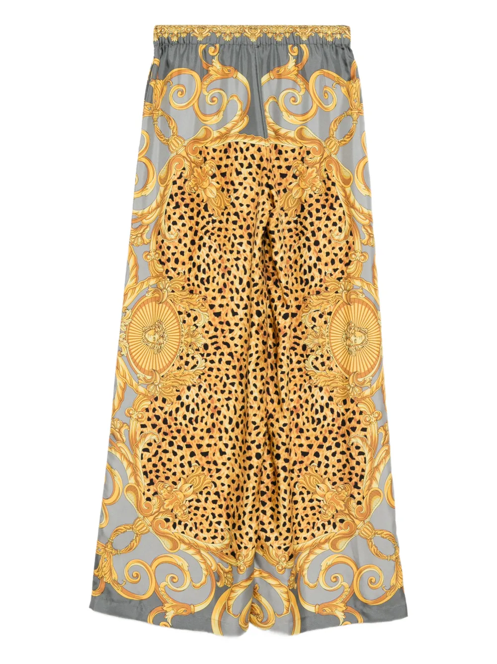 Versace Zijden twill broek met print - Geel