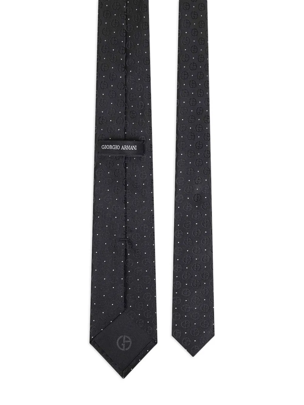 Giorgio Armani monogram-jacquard silk tie - Zwart