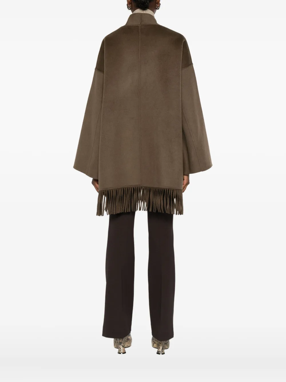 The Dynamis Studio Fringed Patch-pocket Coat In Brown
