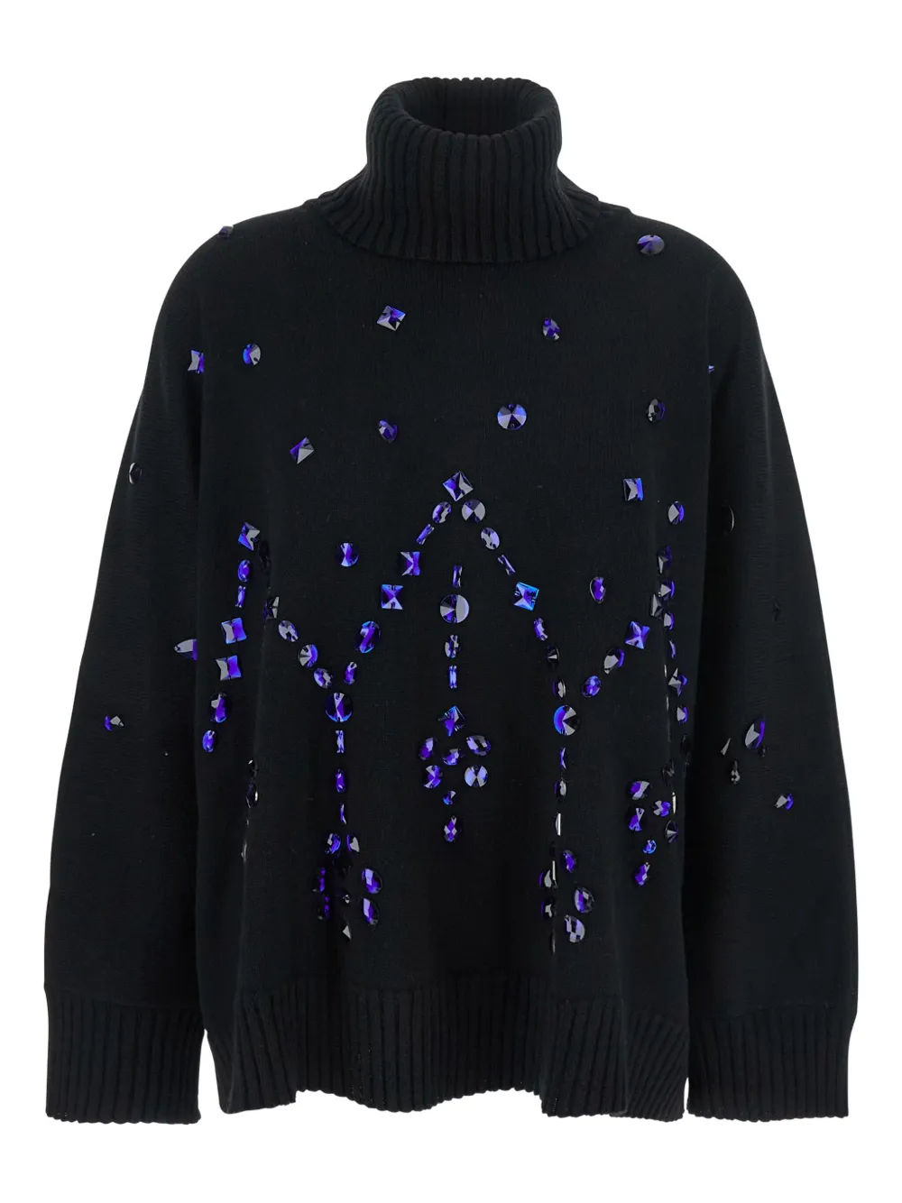 Alberta Ferretti crystal-embellished turtleneck sweater Zwart