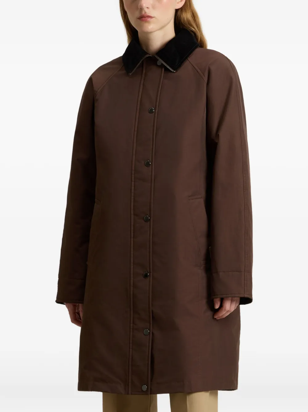 Woolrich Jas met enkele rij knopen en kraag Bruin