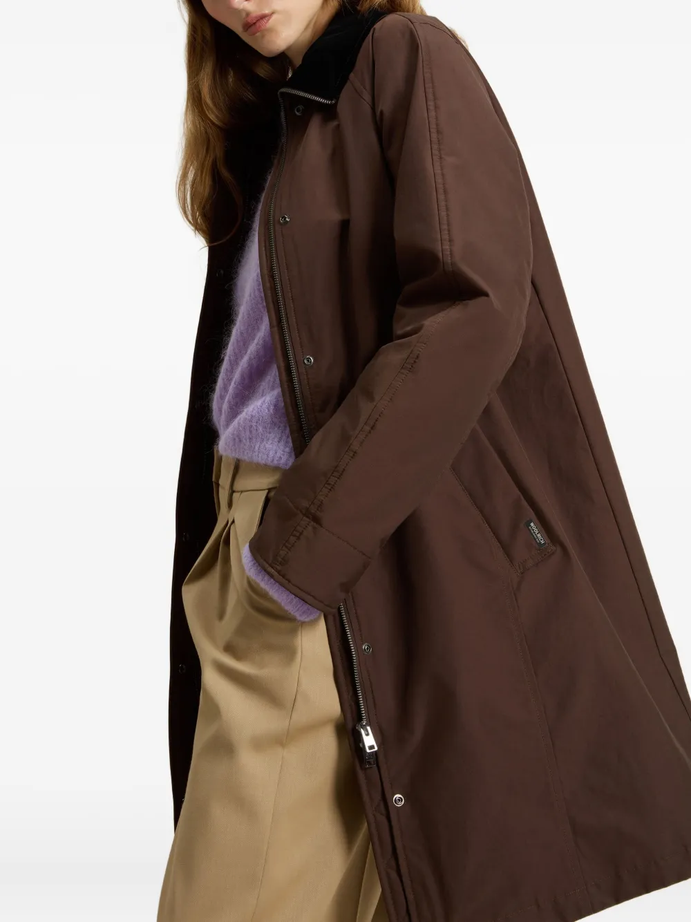 Woolrich Jas met enkele rij knopen en kraag Bruin