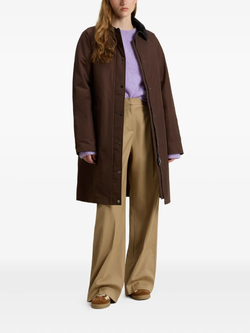 Woolrich Jas met enkele rij knopen en kraag Bruin