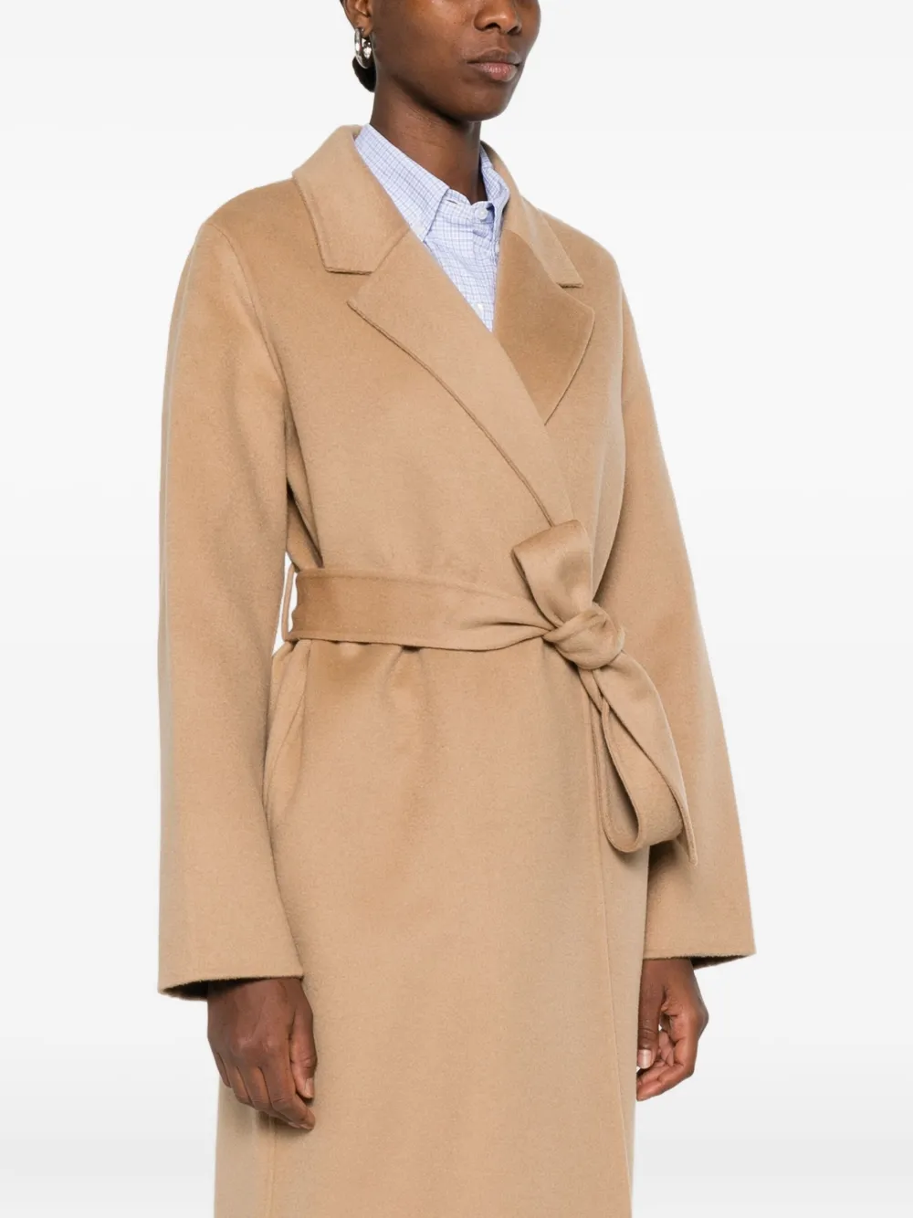 The Dynamis Studio Belted Long-sleeved Coat In Brown