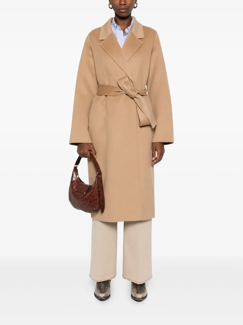 THE DYNAMIS STUDIO belted long-sleeved coat - Beige