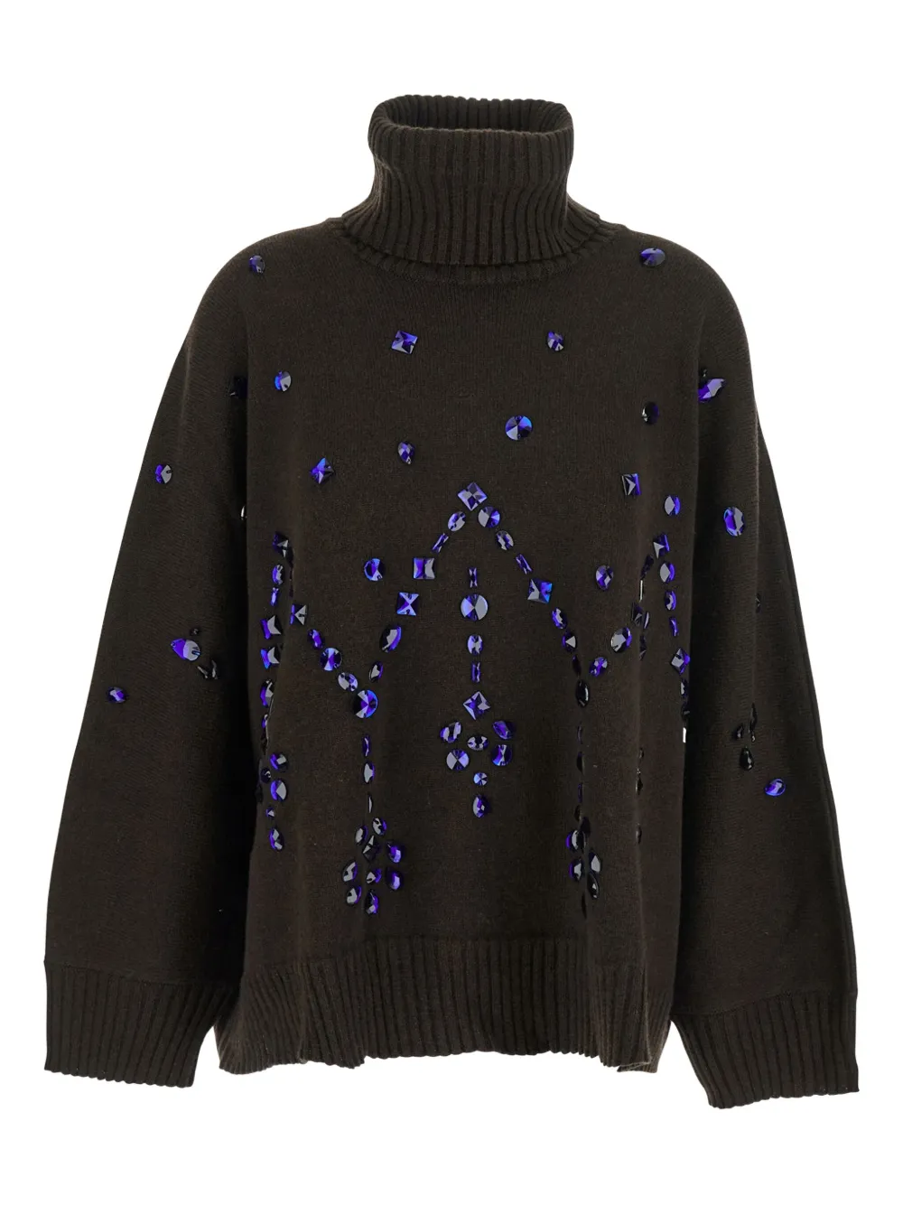 Alberta Ferretti crystal-embellished turtleneck sweater Bruin