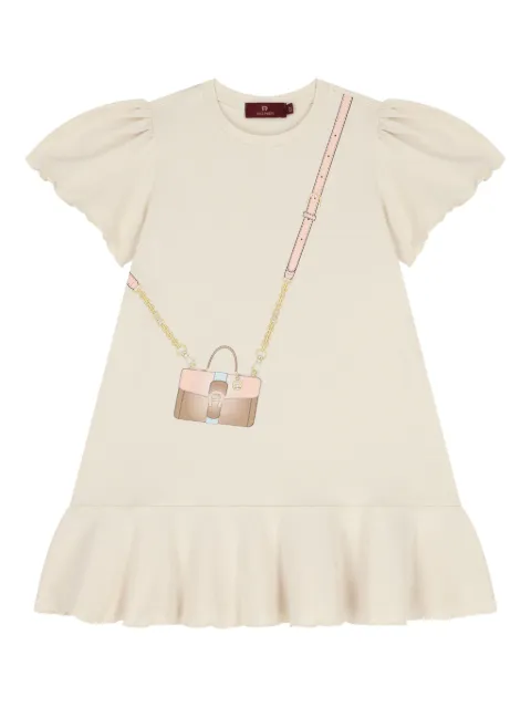 Aigner Kids puff-sleeve ruffled dress