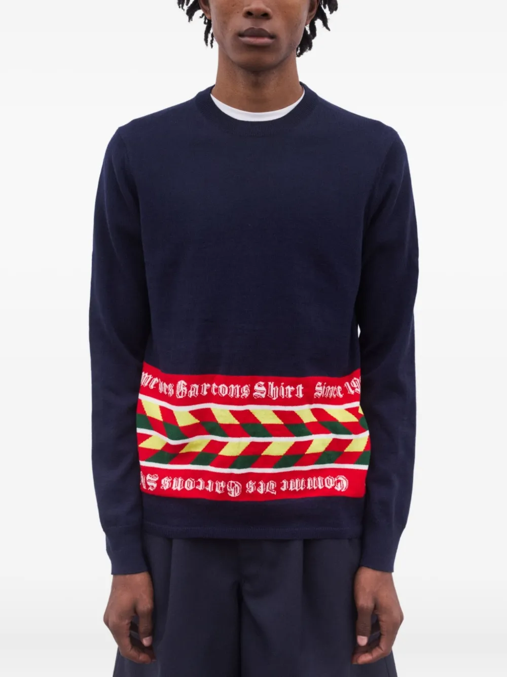 Comme Des Garçons Shirt Patterned Sweater In Blue