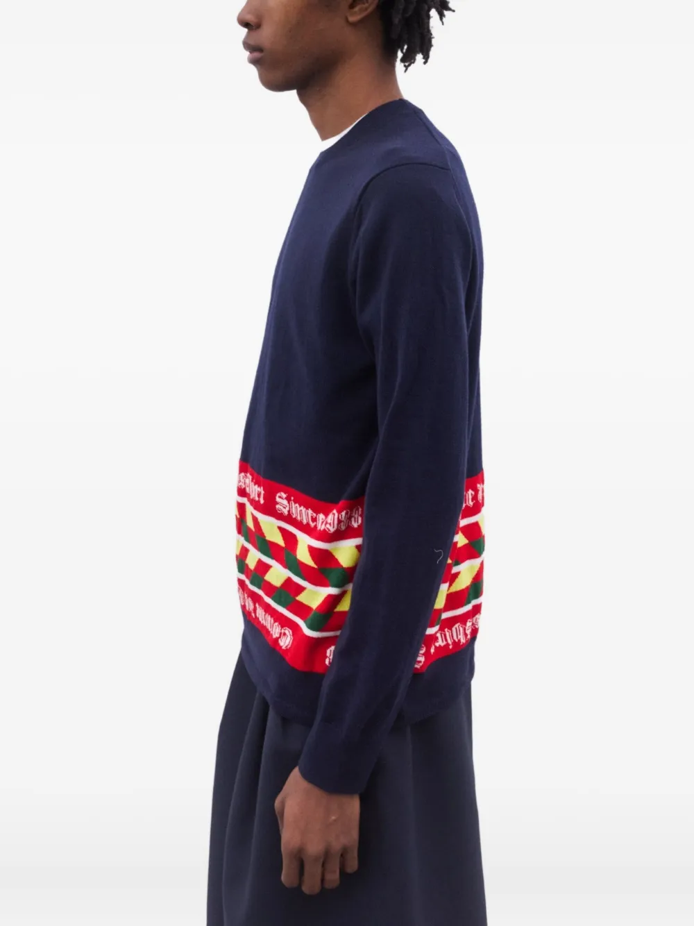 Comme Des Garçons Shirt Patterned Sweater In Blue