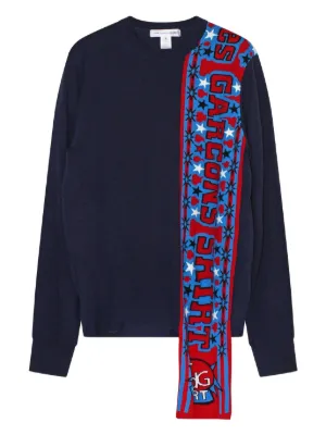 Comme Des Garçons Shirt attached-scarf Sweater | Blue | FARFETCH AO