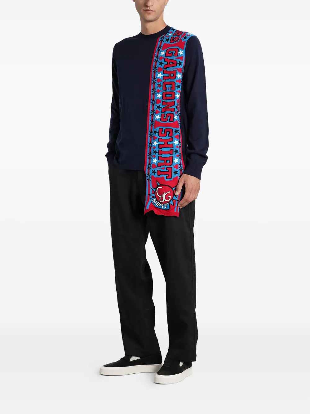 Comme Des Garçons Shirt graphic-panel sweater - Blauw
