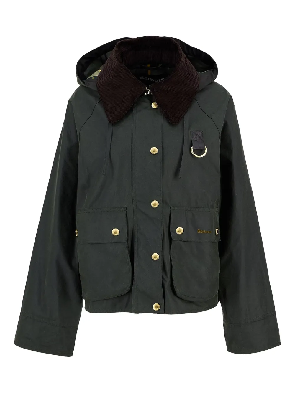 Barbour hooded corduroy-collar jacket Groen