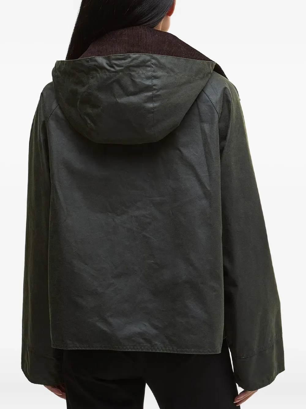 Barbour hooded corduroy-collar jacket Groen