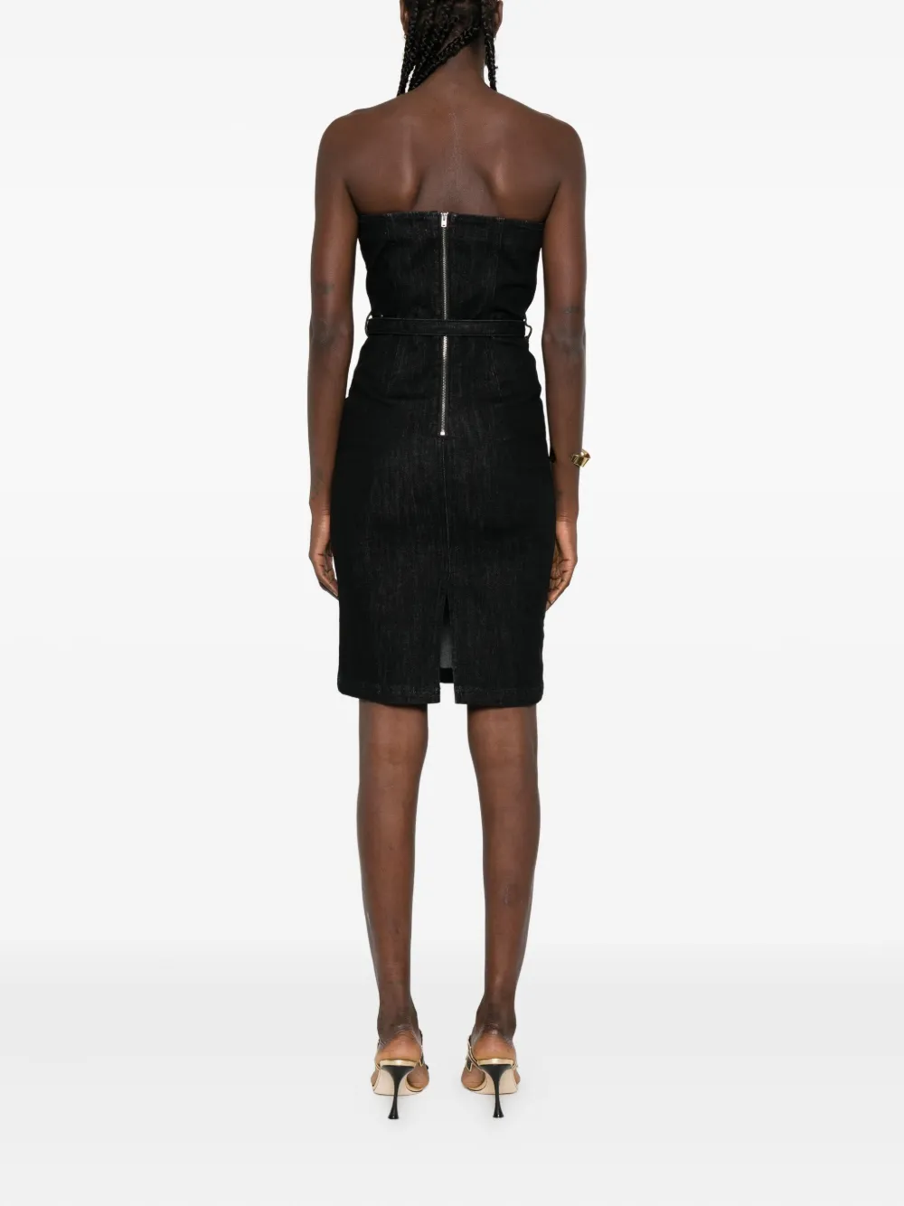 Self-Portrait Strapless midi-jurk met gespdetail Zwart