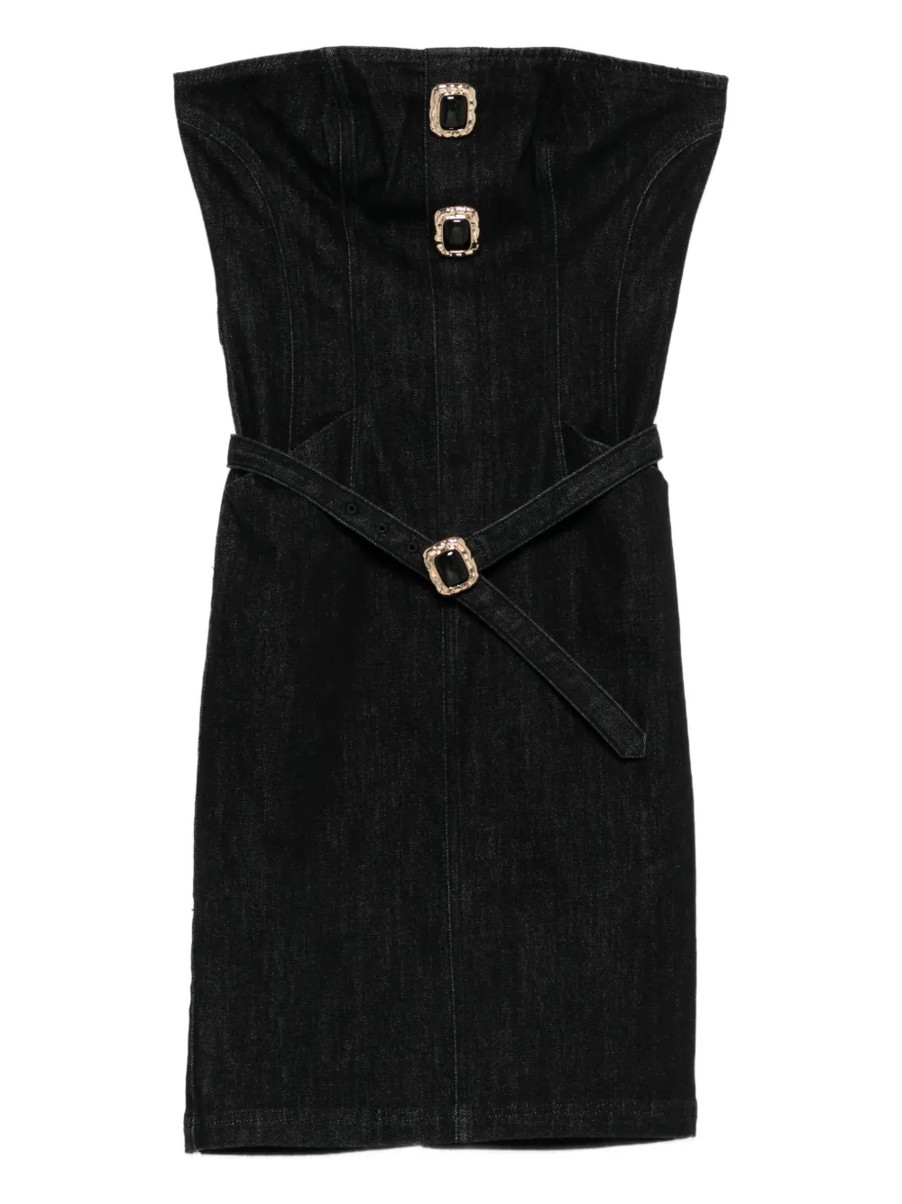 Self-Portrait Strapless midi-jurk met gespdetail Zwart