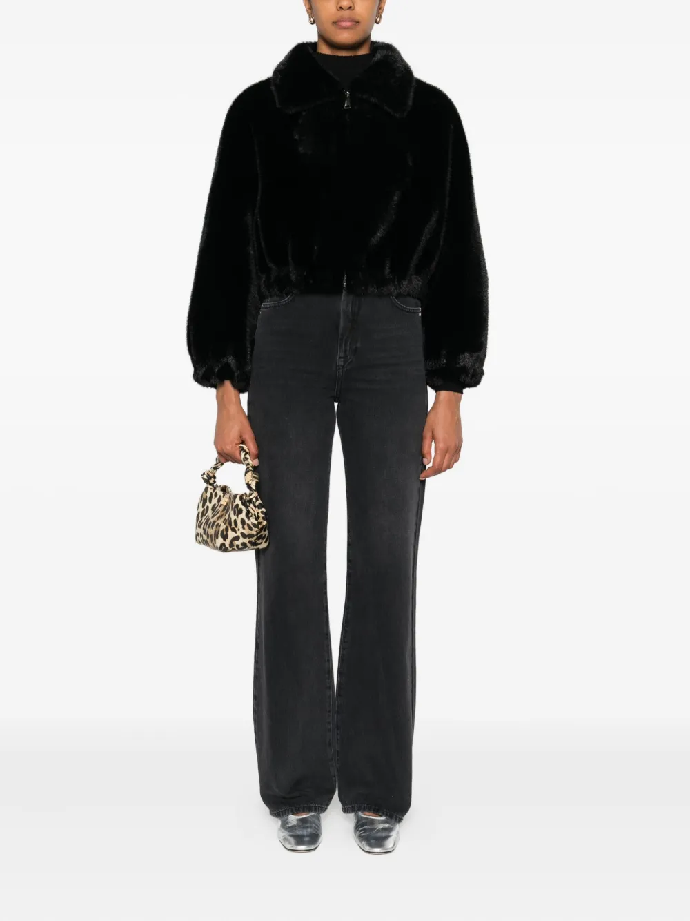 VALENTINI 1972 Cropped jack met rits Zwart