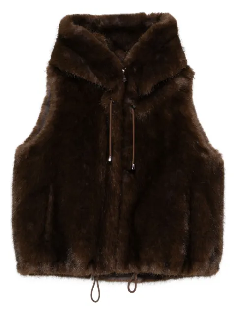 VALENTINI 1972 gilet en fourrure artificielle à capuche