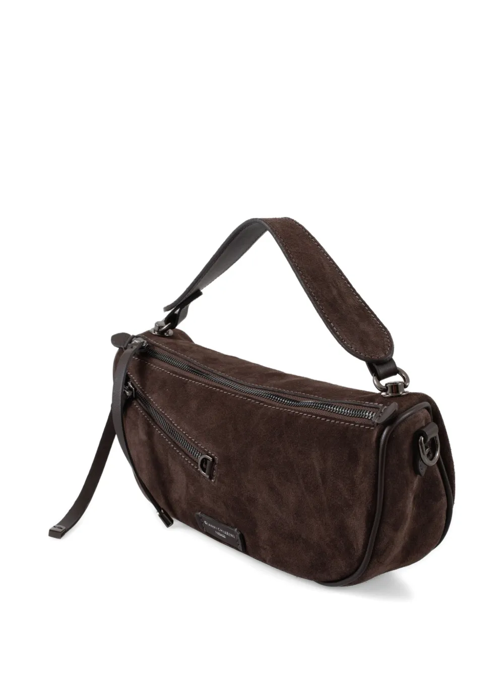 GIANNI CHIARINI Kleine suède shopper met logopatch Bruin